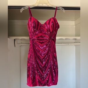Fashion Nova Fuchsia Sequin Prom Dress